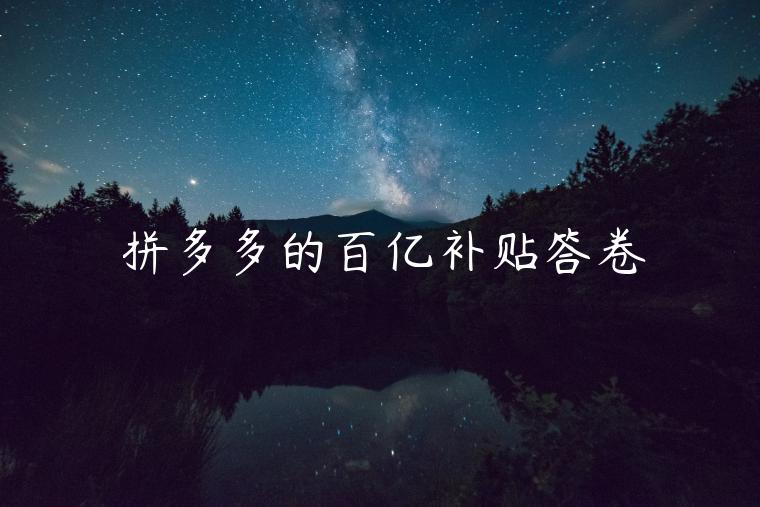 拼多多的百億補(bǔ)貼答卷